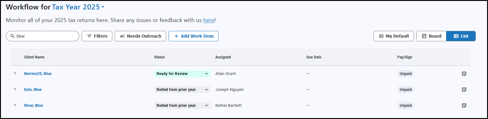 List view